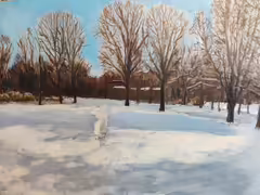 Original painting by Natan Shalva – The old snowman in the park