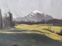 Original painting by Natan Shalva – The mountain from Verena's childhood home