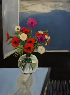 Original painting by Natan Shalva – The flowers in a round jar that you love